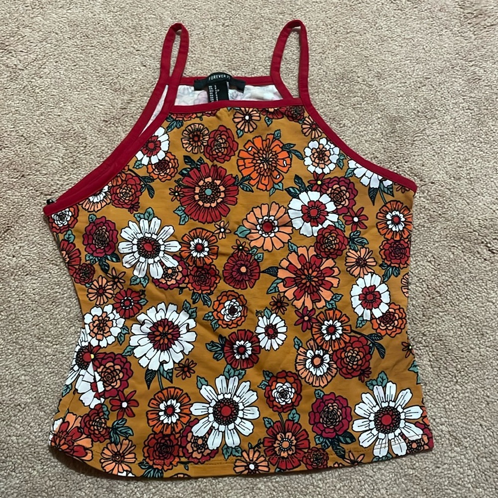 Floral Crop Tank Top